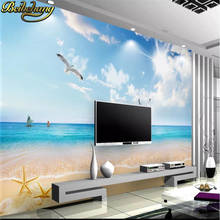 Beibehang personalizado papel de parede mural céu azul nuvens brancas praia quarto aquário sala pano fundo murais decoração da sua casa 2024 - compre barato