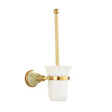 Toilet Brush Holder Set Wall Mounted Brass & Jade Brush Rack Ceramic Cup Lavatory Brush Holder Golden Bathroom Cleaning Tools 2024 - buy cheap