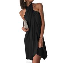 Europe And The United States New Sexy Women's Dress Hang Neck Loose Irregular Hem Summer Casual Dress 2024 - buy cheap