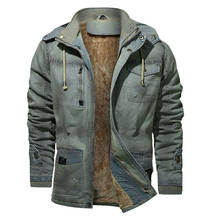 Мужская Зимняя Повседневная парка, Потертая джинсовая куртка, верхняя одежда, пальто, теплая куртка с капюшоном, Мужская модная утепленная флисовая куртка в стиле милитари 2024 - купить недорого