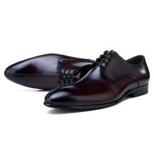 Sipriks-zapatos de negocios informales para hombre, calzado de cuero marrón con punta, de grano completo, elegante, piel negra, para ocio, Derby, vestido de boda 2024 - compra barato