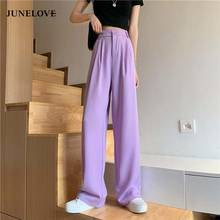 JuneLove Women Mopping Pants High Waist Spring Summer Casual Ladies Solid Straight Loose Thin Trousers Vintage Korean Long Pants 2024 - buy cheap