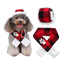 Аксессуары для домашних животных, собак милый клетчатый шарф и шляпа набор для маленький щенок собака кошка вечерние рождественские наряжаться в костюм 2024 - купить недорого
