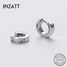 INZATT, Настоящее серебро 925 пробы, геометрические циркониевые круглые серьги-кольца для женщин, вечерние ювелирные изделия, минималистичные аксессуары 2022 - купить недорого