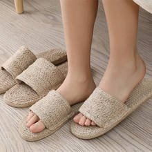 Pantufas femininas de cânhamo feito à mão, chinelos confortáveis para casais, sapatos antiderrapantes 2024 - compre barato