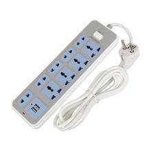 Power Strip 4AC Universal Outlets Plug 2USB 2m/6.4ft Extension Cord Individual Switched Overload Protection 2500W 10A Socket 2024 - buy cheap