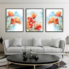 Orange Flowers Prints Watercolor Painting Abstract Floral Wall Art Poster Canvas Painting For Living Room Home Decor Artwork 2024 - buy cheap