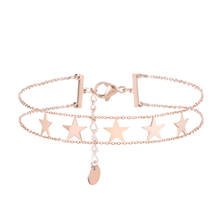 Women's Stainless Steel Stars Charms Double Chain Bracelet Never Fade Rose Gold Color Bohemia Jewelry for Hand New Arrival 2020 2024 - buy cheap