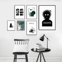 Современная Абстрактная черно-белая камера Dreamer настенная живопись на холсте скандинавские плакаты и принты для гостиной домашний декор 2024 - купить недорого