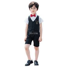 Children's Summer Vest Suit Set Korean Boys Solid Color Piano Chorus Performance Dress Cosume Kids Short-sleeved Vest Shorts 2024 - buy cheap