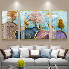 3pcs Abstract golden deer Elephant in forest canvas painting poster print modern decor wall art pictures for living room bedroom 2024 - buy cheap