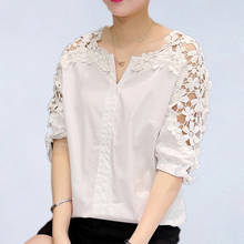 Summer Women Lace Blouses 2022 Fashion Woman Lace Shirt Hollow Out Casual Short Sleeve Women Shirts Tops Clothing 5XL 2024 - buy cheap