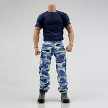 1/6 солдатская мужская синяя футболка, камуфляжные штаны, модель темно-синего костюма, для 12-дюймовых фигурок, модель тела 2024 - купить недорого