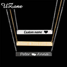 Gravura uzone-colar branco para homens e mulheres, colar de aço inoxidável com nome personalizado 2024 - compre barato