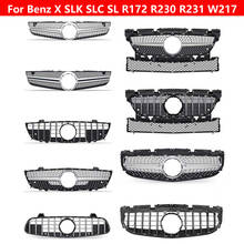 For Mercedes-Benz X SLK SLC SL R172 R230 R231 W217 Car Styling Middle Grille ABS Diamond GT Front Bumper Hood Center Grill 2024 - buy cheap