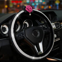 Rhinestone Winter Plush Fur Steering Wheel Cover Diamond Crystal Auto Steering Wheel Cases For Women Girls Car Accessories 2024 - buy cheap
