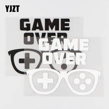 YJZT 13, 4 х10, 1 см Автомобильная наклейка «GAME OVER», Современная мультяшная виниловая наклейка, веселые очки, черный/серебристый 4C-0023 2024 - купить недорого