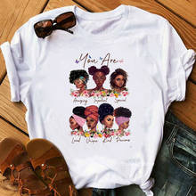 Floral black queens print tee shirt femme graphic tees women 2021 summer black girl magic t-shirt black lives matter shirt 2024 - buy cheap