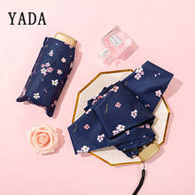 Yada-mini guarda-chuva com flor de cerejeira, guarda-chuva resistente ao vento com alça plana, dobrável, mini guarda-chuva para mulheres 2024 - compre barato