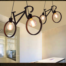 Lámpara de araña con forma de bicicleta de hierro forjado, Bombilla E27 de estilo Industrial Vintage, accesorio de iluminación para el hogar, lámpara Led de fiesta, decoración del hogar 2024 - compra barato