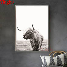Highland cattle 5D DIY diamond Painting Black and white art Cross Stitch Animals Wall Art Embroidery Rhinestones Home Room Decor 2024 - buy cheap