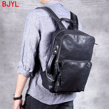 Mochila De Cuero Vintage para hombre, bolso de hombro para ordenador portátil, mochila de viaje portátil de gran capacidad, hecha a mano, Original 2024 - compra barato