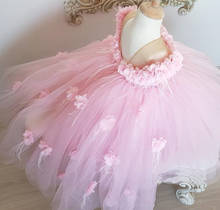 Vestido de tule infantil feminino, vestido bufante rosa de tule para casamento e concurso 2024 - compre barato