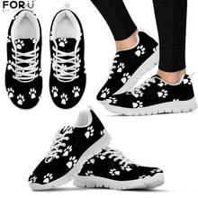 FORUDESIGNS Cute White Paw Print Women Sneakers Breath Pet Dog Footprint Pattern Ladies Shoes Spring/Autumn Casual Flats Shoes 2024 - buy cheap