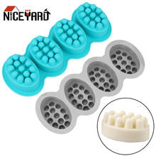 Niceyard molde de sabão de 4 cavidades, ferramenta de massagem de silicone, molde oval para sabão, bolo 3d artesanal, ferramenta de pastelaria 2024 - compre barato