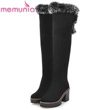 MEMUNIA Large size 34-43 over the knee boots fashion shoes women keep warm snow boots high heels shoes winter boots flock 2024 - buy cheap