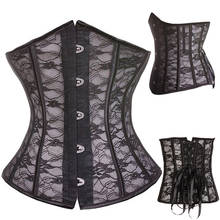 Transparente underbust espartilho oco cintura net trainer bustier preto clubwear lingerie S-2XL rendas capa floral 2024 - compre barato