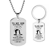 Oeinin Charms Key Chain Man TO My Son Never Forget I Love You Keychain Bags Lovers Letter Color Keyring Stainless Steel Pendant 2024 - buy cheap