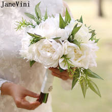 JaneVini 2021 White Wedding Flowers Bridal Bouquets Artificial Rose Peonies Wedding Bouquet Pivoine Ramo Peonias Artificiales 2024 - buy cheap