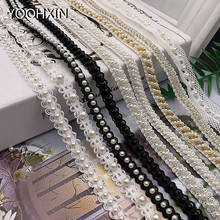 Luxury pearl beads embroidery DIY lace collar Fabric Sewing ribbon trim Applique neckline craft Wedding dress cloth decor 2024 - buy cheap