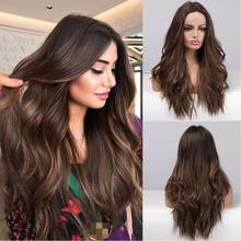 LOUIS FERRE Long Wavy Synthetic Lace Front Wigs for Black Women Daily Party Black Brown Ombre Lace Wigs Natural Heat Resistant 2024 - buy cheap