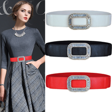 Fashion Ladies Elastic Belts Designer Luxury Brand Rhinestone Buckle Waist Strap Dress Coat Sweater Women Decorative Waistband 2024 - buy cheap