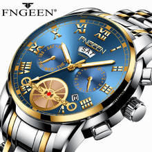 FNGEEN-reloj ejecutivo de acero inoxidable para hombre, cronógrafo de cuarzo, resistente al agua, con fecha, saat 2024 - compra barato
