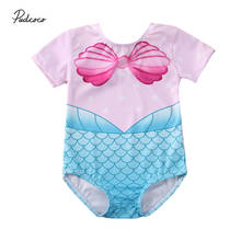 2020 Baby Girl Kids Mermaid Shell Print Tankini Short Sleeve Swimwear Swimsuit Bathing Suit Holiday Beachwear One Piece 2024 - buy cheap