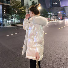 Parka gruesa con capucha para mujer, abrigo largo y cálido de algodón con cuello de piel blanca, chaquetas de invierno 2024 - compra barato