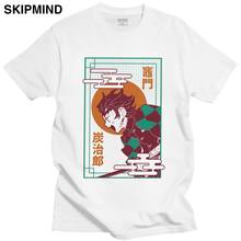 Kawaii Demon Slayer Kimetsu No Yaiba Tshirt Men Crew Neck Short Sleeved Tanjiro Kamado Summer T-shirt Cotton Slim Fit Tee Tops 2024 - buy cheap