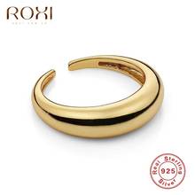 Roxi anéis de casamento com arco geométrico brilhante, anéis 925 de prata esterlina para homens e mulheres, joias finas 2024 - compre barato