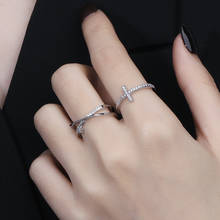 Cross Open Ring Personality Korean Zircon Finger Rings Silver Color Adjustable Fashion Jewelry for Women Accessories Friend Gift 2024 - buy cheap