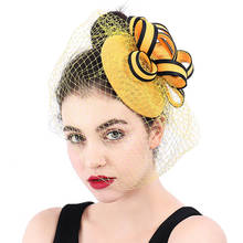 Feminino elegante imitação de linho bandana fascinator hairbands casamento flor headwear senhoras chapéus fedora grampos de cabelo acessórios 2024 - compre barato