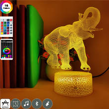Luminária de mesa led 3d controle por aplicativo, crianças, decoração para o quarto, crianças, animais do zoológico, elefante, crianças, 7 cores 2024 - compre barato