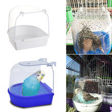 1 unidad de plástico pájaro agua baño caja bañera loro para periquito pájaro jaula mascota Bol colgante periquito Baño de aves 2024 - compra barato