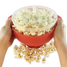 Silicone Folding Microwave Popcorn Bowl Container Kitchen Baking Tool with Cover Stylish  practical 2024 - buy cheap