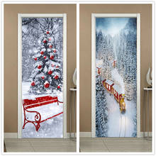 Winter Snow Scene Sticker For Door Self-adhesive DIY Wallpaper For Living Room Bedroom Home Decor Poster Wall Decal Deurstickers 2024 - buy cheap