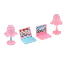 1/12 Dollhouse Laptop Table Lamp Scene Miniatures Set Simulation Dolls House 2024 - buy cheap