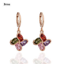 Trendy Colorful Drop Earrings 585 Rose Gold Earrings  Flower Cubic Zircon Fashion Jewelry Earrings for Women korean earrings 2024 - buy cheap