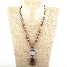 Женское колье-чокер с подвеской, ожерелье из натурального полудрагоценного камня в этническом стиле 2024 - купить недорого